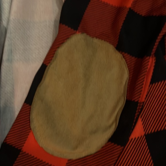 Buffalo Plaid Cardigan | Long Sleeve | Faux Leather Elbow Patch | Open Front - Picture 5 of 6